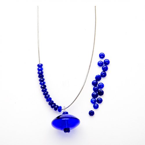 Nancy Chase's Cobalt Blue Glass Earrings - , Contemporary Wire Jewelry, Beads, thread 15 beads onto the wire